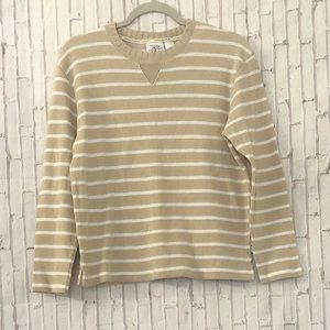 Villager Sport Top Womens Size Medium White/Beige‎ Stripped Textured Sweater